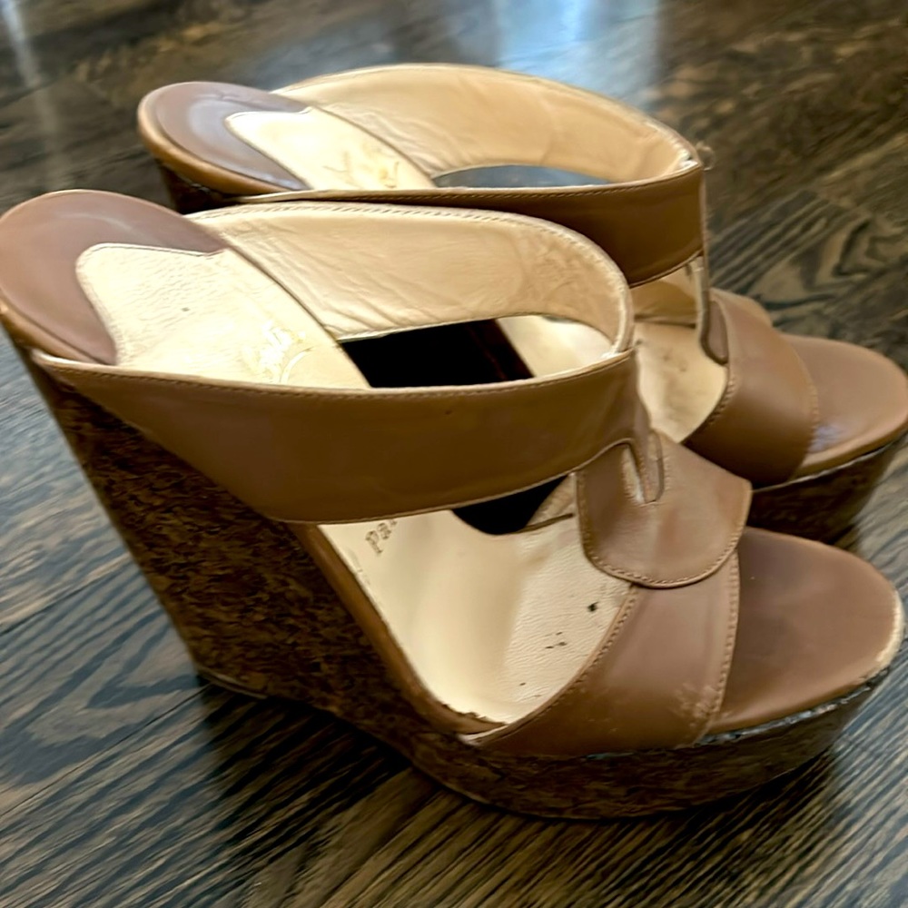 Christian Louboutin Brown Wedge Sandals